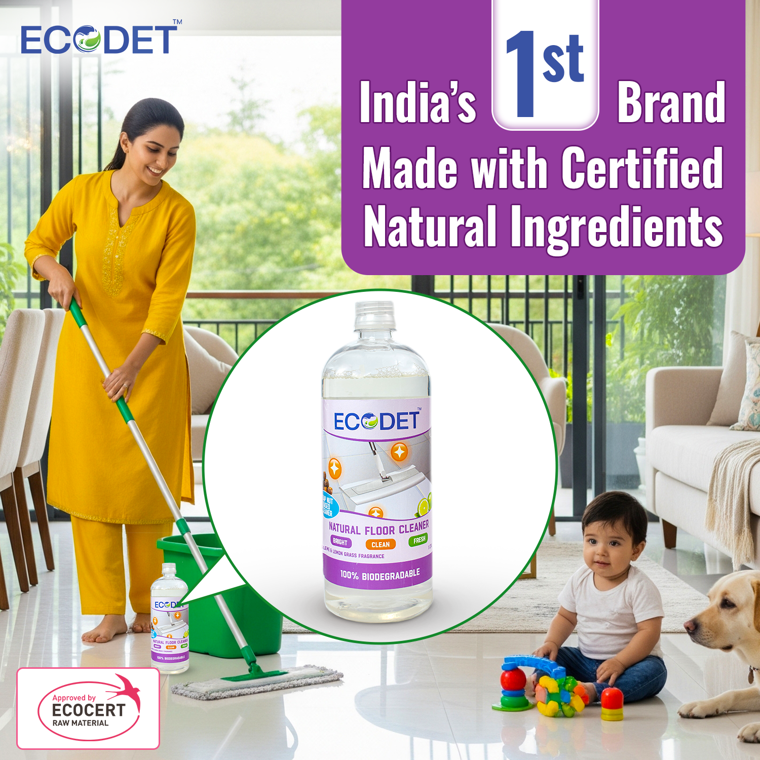 Natural Floor Cleaner - Lime & Lemon Grass - 1 Litre