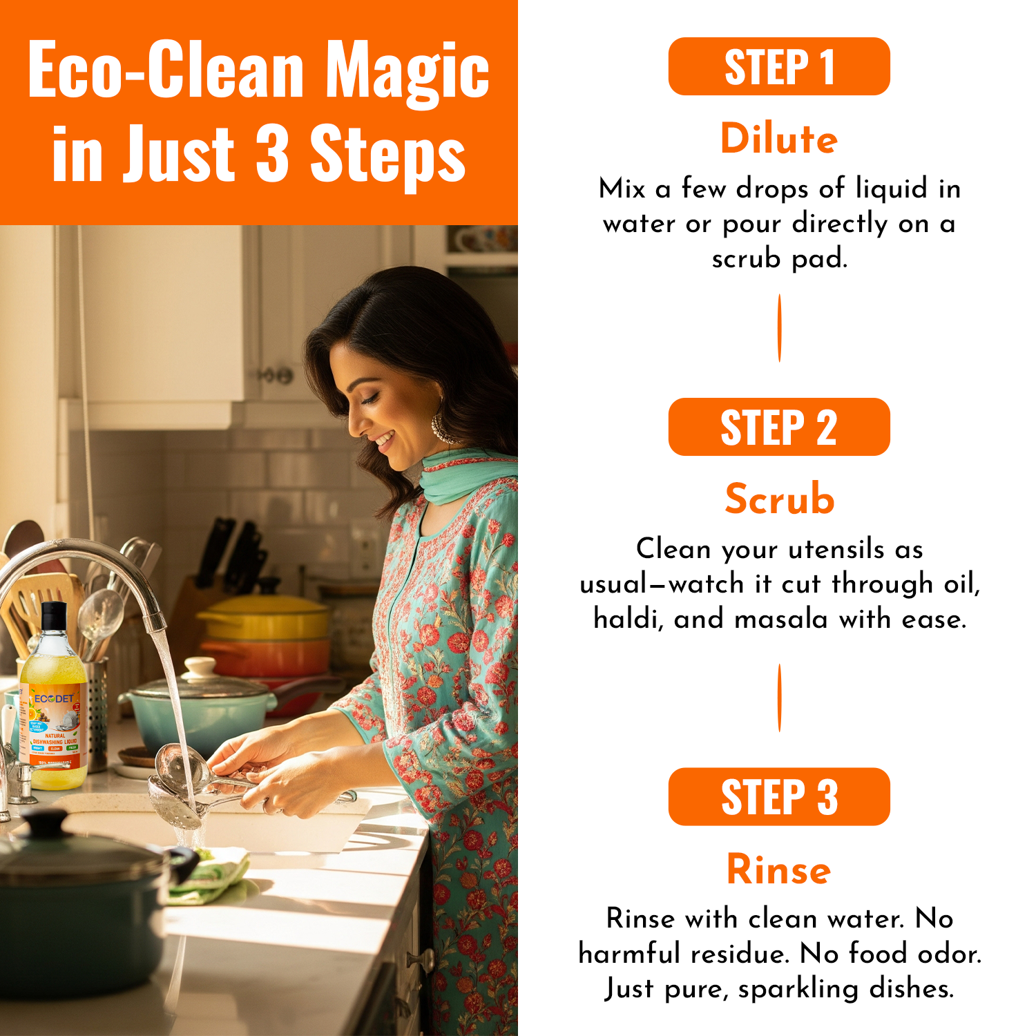 Natural Dishwashing Liquid - Citrus Orange - 500 ml