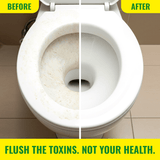 Natural Toilet Cleaner before and after comparison showing tough stain removal and deep clean with lemongrass formula